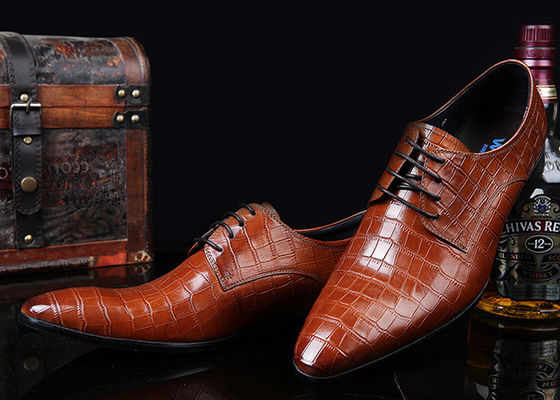 Embossing Design Mensen Patent Leer Dress Schoenen Zwart Lace Up Dress Schoenen