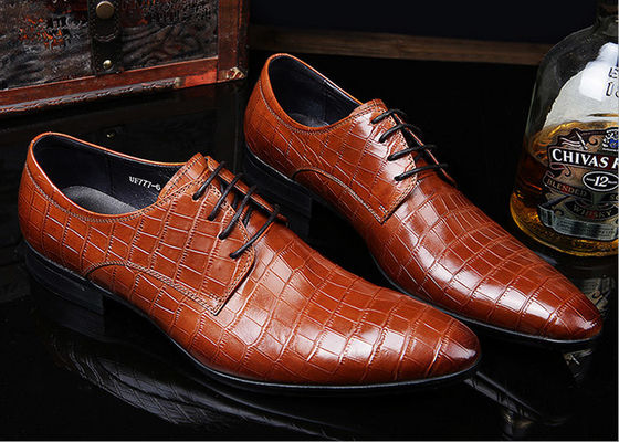 Embossing Design Mensen Patent Leer Dress Schoenen Zwart Lace Up Dress Schoenen