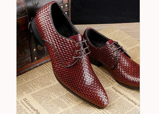 Mensen Bourgogne Dress Shoes Vintage Italiaanse Goodyear Welted Full Grain Lederschoenen