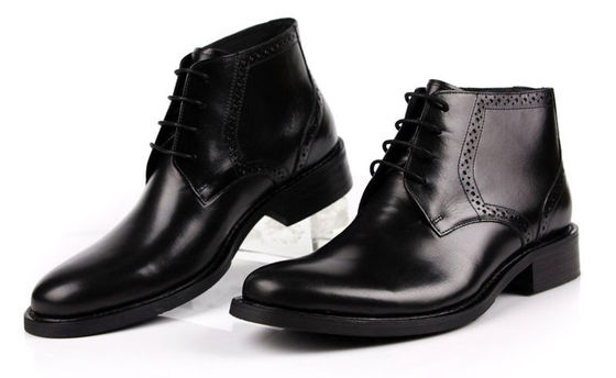 Full Grain Leather Mensen enkelschoenen Ronde teen Bruin / Zwart Legerschoenen