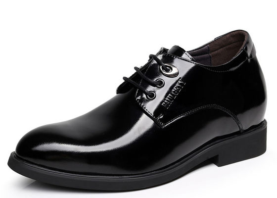 Zwarte Oxford Lace Up Lift Mensen Schoenen Solid Slip - Op Branded Dress Schoenen Voor Mannen