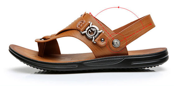 Bruine Casual Mensen Lederen Sandalen / Mensen Zomer Strand Sandalen Met Buckle Riem