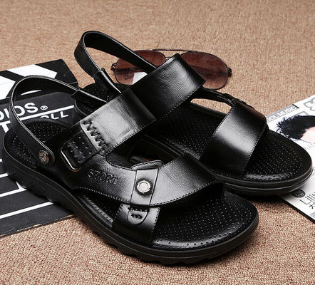 Zomer Mens Echte Ledersandaal, Bruin Mens Custom Ledersandaal