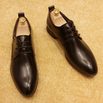 Italiaanse echte leren mannen schoenen voor bruiloft, zwarte formele schoenen met veters