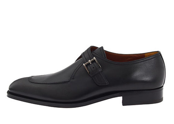 Zwart Echt Lederen Handgemaakte Monnik Gordel Schoenen, Mens Monnik Gordel Brogue Dress Schoenen