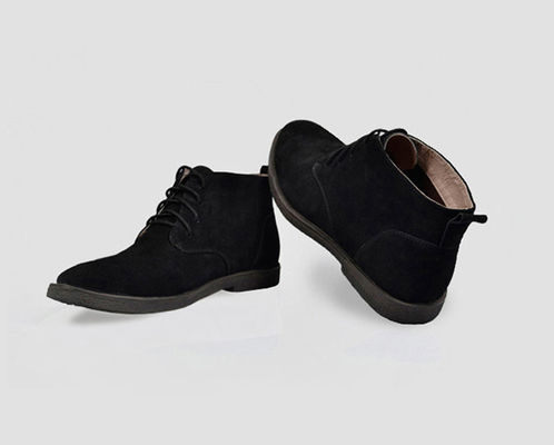 Echte leren pluis suede woestijnlaarzen voor mannen, vierkante hakken mannen enkelschoenen