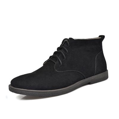 Echte leren pluis suede woestijnlaarzen voor mannen, vierkante hakken mannen enkelschoenen
