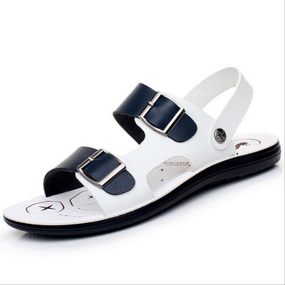 Ronde teen handgemaakte lederen sandalen zomer mannen strand sandalen logo aangepast