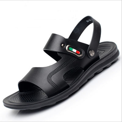 Custom handgemaakte lederen sandalen Mensen OEM / ODM Bruine lederen platte sandalen