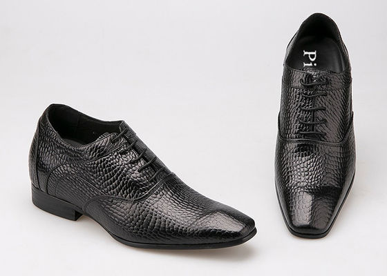 7 cm hoogte stijgende lift schoenen, scherpe teen zwart patent leer Oxford schoenen