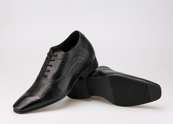 7 cm hoogte stijgende lift schoenen, scherpe teen zwart patent leer Oxford schoenen