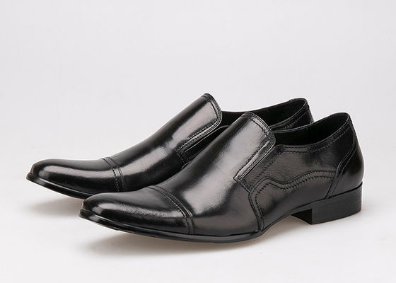 Formele zaken Bruidsjurk voor mannen schoenen slijtvast plat zwart leer slip op schoenen