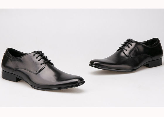Koeienleer, top met kanten, Derby schoenen, vlakke hakken, zachte mannen schoenen, zwarte schoenen.