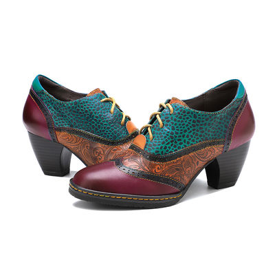 Casual Boheemse stijl schoenen Dikke hakken jurk schoenen vrouwen Retro schoenen