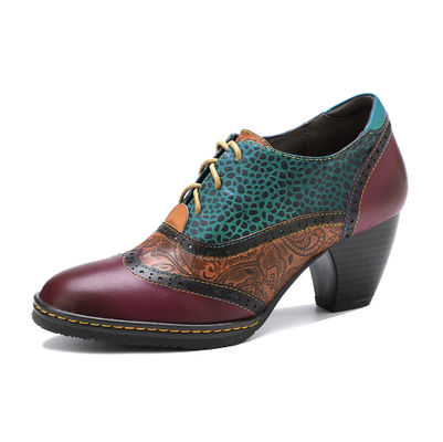 Casual Boheemse stijl schoenen Dikke hakken jurk schoenen vrouwen Retro schoenen
