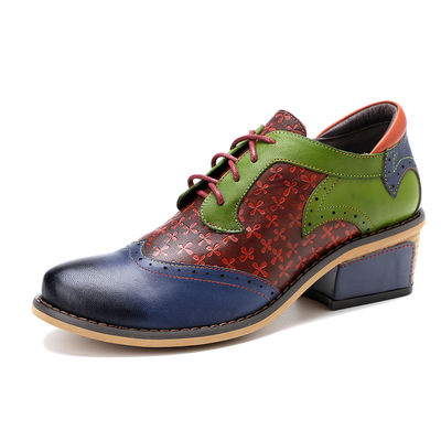 Handgemaakte Brogue Oxford schoenen Dames Lace Up Dress Schoenen 36-42 maat