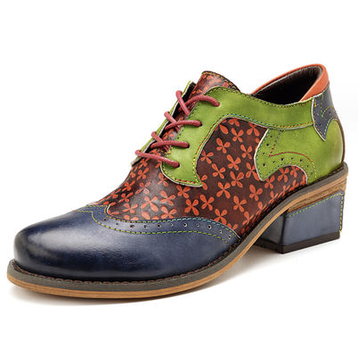 Handgemaakte Brogue Oxford schoenen Dames Lace Up Dress Schoenen 36-42 maat