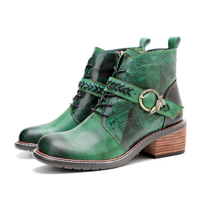 Retro Casual Stijl Dames Lederschoenen Lage Hak Ronde Toe