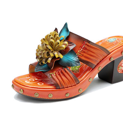 Handgemaakte mode vrouwen Sandalen slippers 3D bloemen platform slippers schoenen