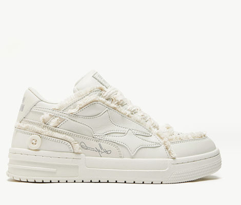 Aanpasbare dames leer sneaker ronde teen canvas denim sneakers