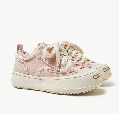 Witte / Zwarte ademende trainers Dames Canvas sneakers Ronde teen