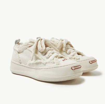 Witte / Zwarte ademende trainers Dames Canvas sneakers Ronde teen