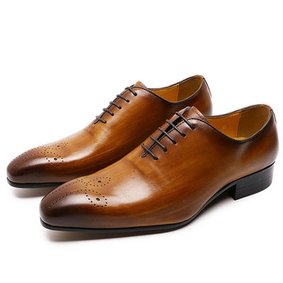Retro Vintage Mensen Lederen Dress Schoenen, Mensen Lederen Lace Up Brogue Schoenen