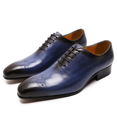 Retro Vintage Mensen Lederen Dress Schoenen, Mensen Lederen Lace Up Brogue Schoenen