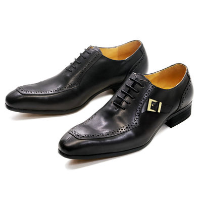 Embossing Patent Leather Men Formal Dress Shoes Bruin ODM goedgekeurd