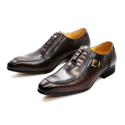 Embossing Patent Leather Men Formal Dress Shoes Bruin ODM goedgekeurd