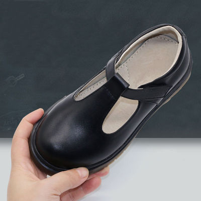Zwarte leer schoenen op maat met platte hiel / rubberen zool