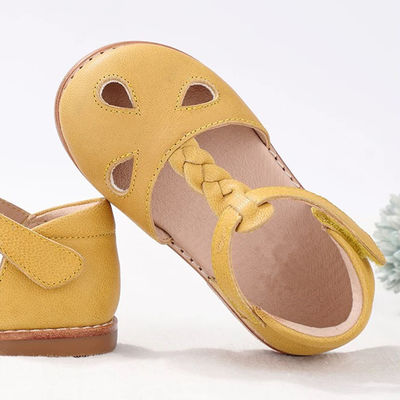 Ronde teen leer schoenen gele leer schattig baby schoenen
