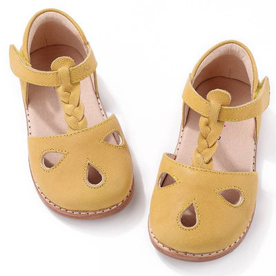 Ronde teen leer schoenen gele leer schattig baby schoenen