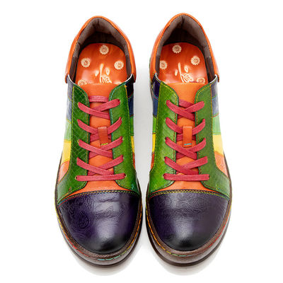 Solid Pattern Dames Dress Shoes Customized Handgepolijst Regenboog Flat Shoes