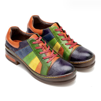 Solid Pattern Dames Dress Shoes Customized Handgepolijst Regenboog Flat Shoes