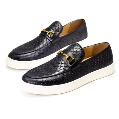 Alle seizoenen Mensen Slip On Sneakers Echt leer Platte boot schoenen voor de vrije tijd