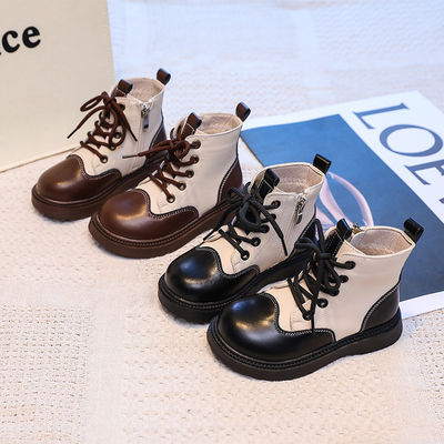Duurzame schoenen van leer voor jongens, ronde teen en veters voor extra comfort