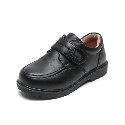 26-45 Zwarte schoolschoenen van leer met platte hakken en kanten