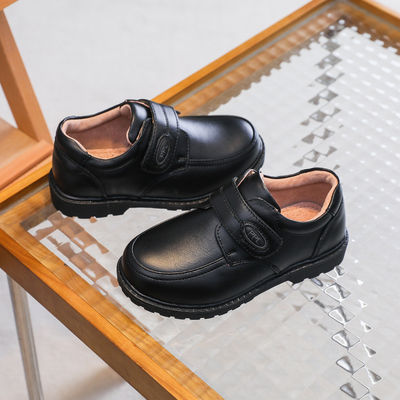 26-45 Zwarte schoolschoenen van leer met platte hakken en kanten