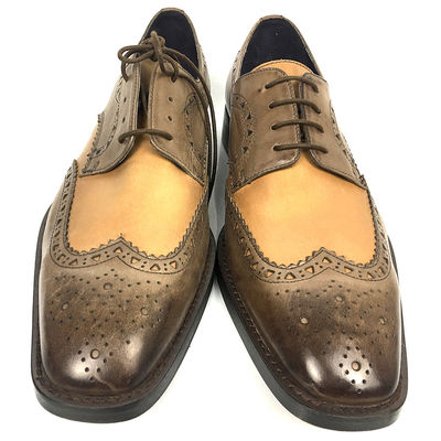 IJzer geweven Mensen Geweven Lederen Lace Up Schoenen Puntige Toe Flats Mensen Bruine Bruidschoenen