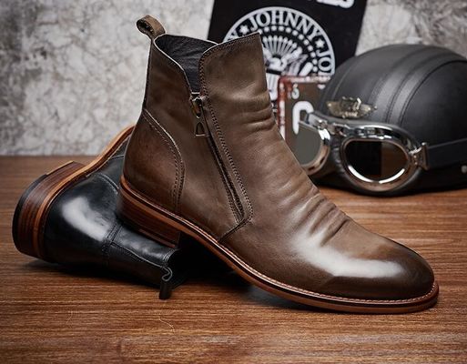Ronde tenen Mensen enkel schoenen Lace Up Echte lederen Vintage Spitsvoeten schoenen