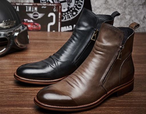 Ronde tenen Mensen enkel schoenen Lace Up Echte lederen Vintage Spitsvoeten schoenen