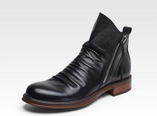 Zilveren Kleur Mensen Slip On Leer Sneakers Ronde Toe Comfortabele Stylische Wandelschoenen
