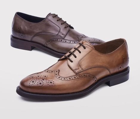 Outdoor Mens Bruine Patent Lederschoenen, Gemengde Kleur Vierkante Toe Luxe Mensen Schoenen