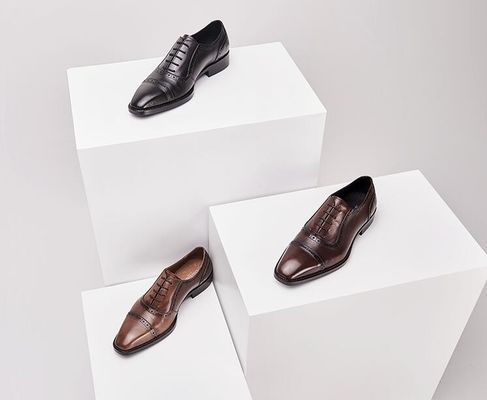 Lace Up Mens Spits Toe Dress Schoenen Herfst Mens Bruine Brogue Schoenen Voor Bruiloft