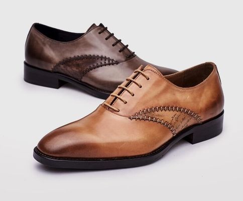 Mode mannen Formele jurk schoenen Echt leer mannen Zwarte kant op jurk schoenen
