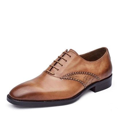 Mode mannen Formele jurk schoenen Echt leer mannen Zwarte kant op jurk schoenen