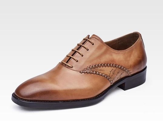 Mode mannen Formele jurk schoenen Echt leer mannen Zwarte kant op jurk schoenen