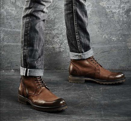 Bullock Mens Bruine Lederen Robe Laarzen, Echte Lederen Martin Cowboy Laarzen