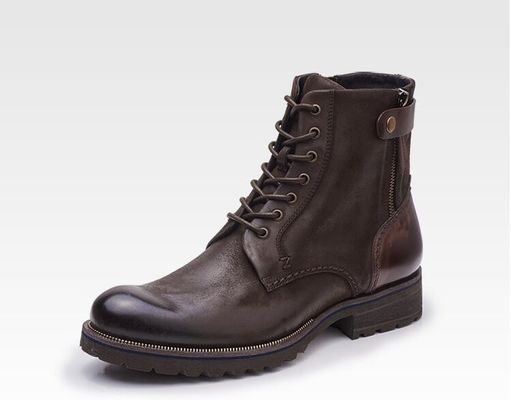 Normale maat Mens Bruine Chelsea laarzen Full Grain Leather High Top Casual schoenen